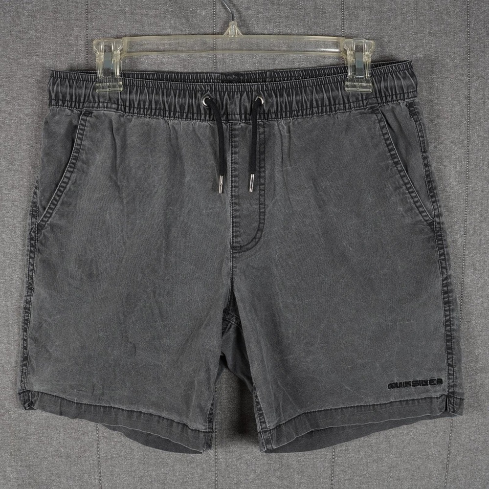 Vintage Quiksilver Mens Small Taxer Elastic Waist Shorts Gray Drawstring Y2K